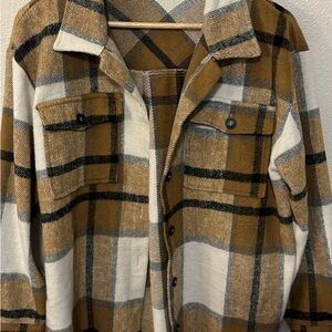 Blue B tan plaid shacket